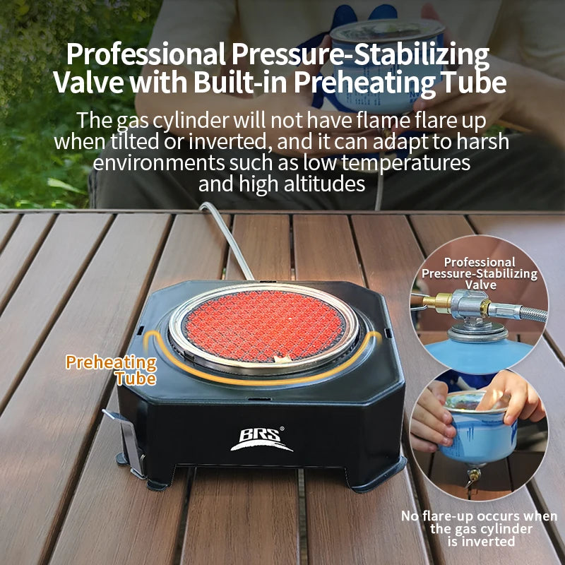 BRS-K007new stable pressure cartridge stove, an outdoor portable stove, camping infrared gas burner head