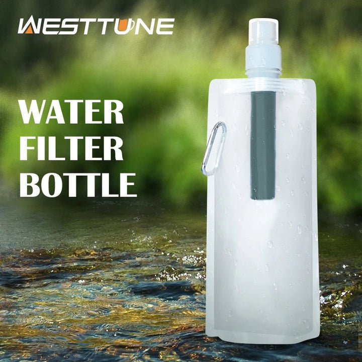Outdoor Water Filter Straw Bottle for Survival or Emergency Supplies Camping Purification Water Purifier Bag Camping Hiking - BSG