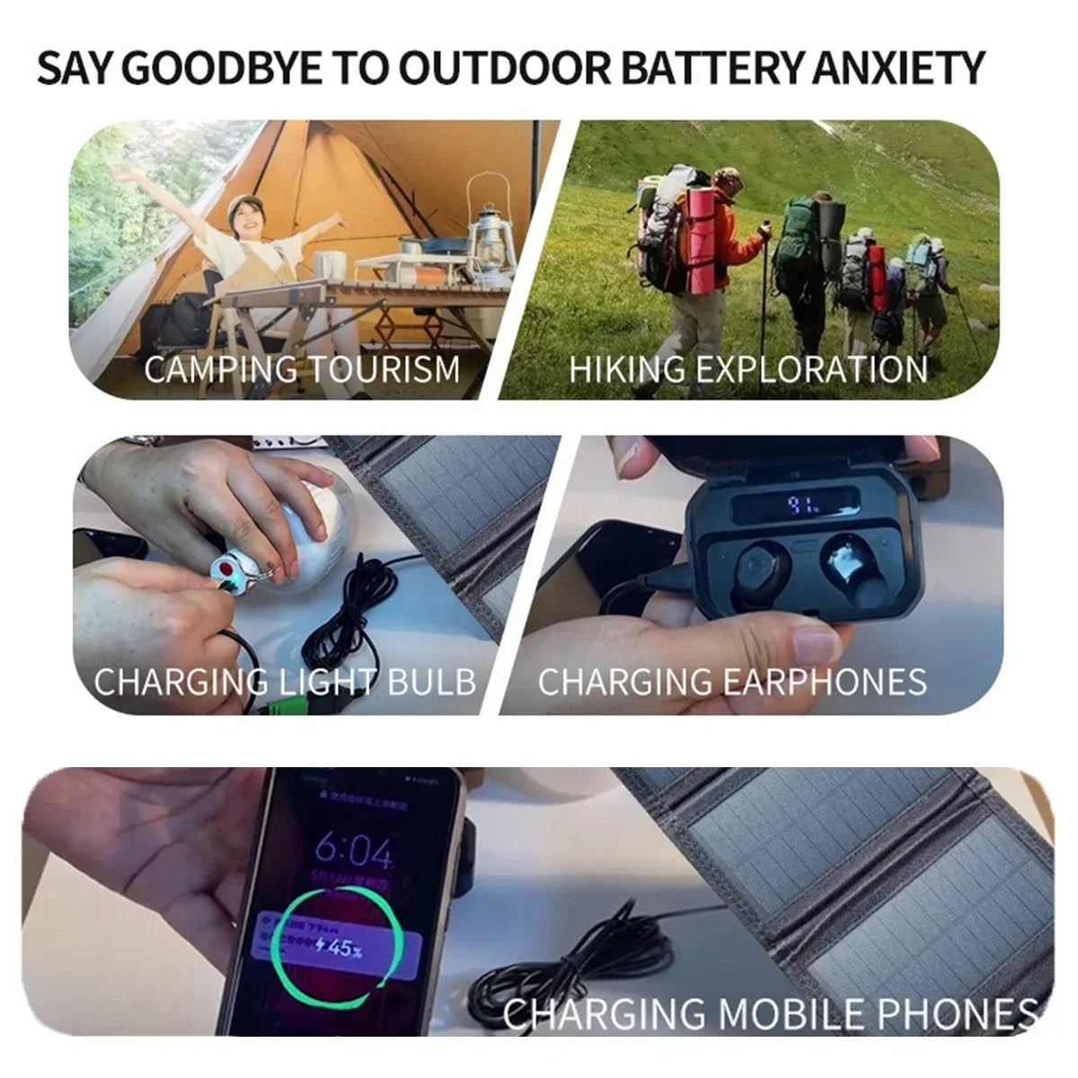 25W-100W  Foldable Waterproof USB Solar Charger  for Cell Phone Tablet Portable Outdoor Camping Emergency Power Supply EESBAO