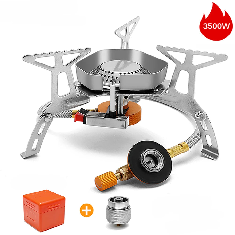 Outdoor Windproof Gas Stove Portable Tourist Camping Picnic Survive Burner 3500/5800W Big Power Foldable Hiking Barbecue Stove