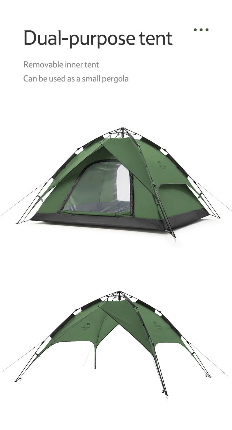 Naturehike Camping Automatic Tent One Touch Waterproof Roof Top Tents Double Door 3 Person Tent Outdoor Beach Fish Shelter Tent - BSG