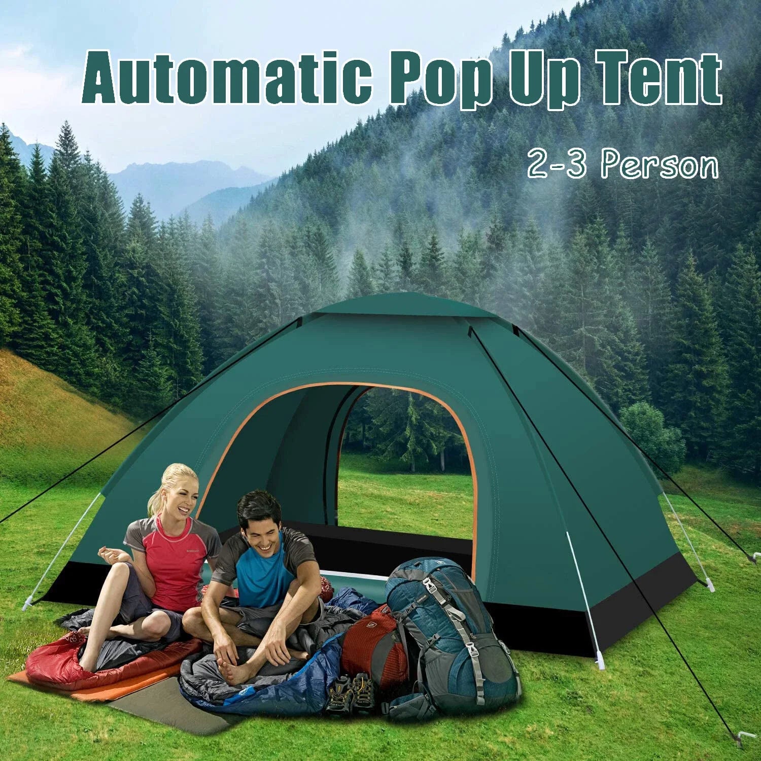 Automatic Pop Up Outdoor Camping Hiking Waterproof Sun Proof Tent Portable Backpacking Folding Tents Travelling Tools 2 - 3 Person - BSG