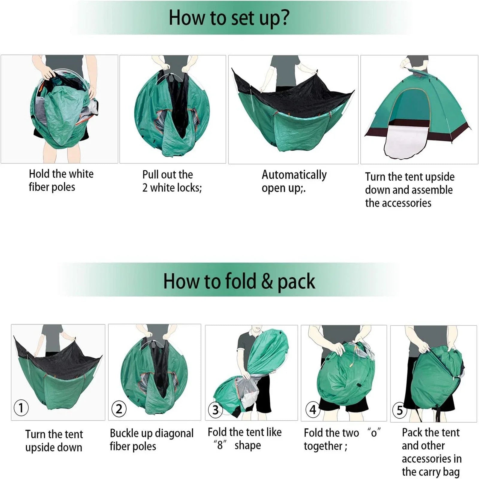 Automatic Pop Up Outdoor Camping Hiking Waterproof Sun Proof Tent Portable Backpacking Folding Tents Travelling Tools 2 - 3 Person - BSG