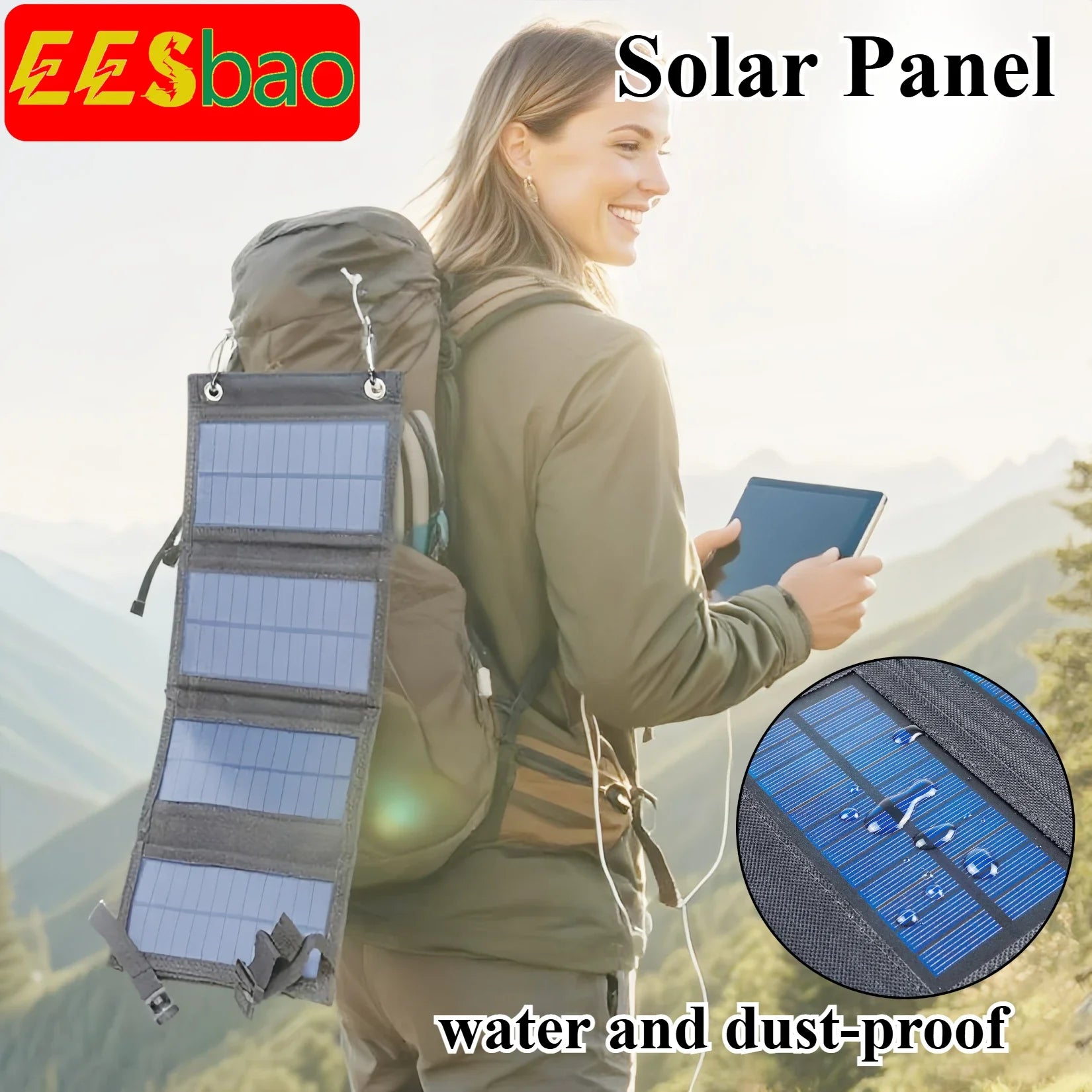 25W-100W  Foldable Waterproof USB Solar Charger  for Cell Phone Tablet Portable Outdoor Camping Emergency Power Supply EESBAO