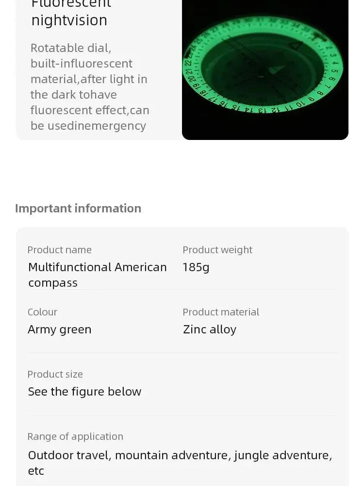 High Precision Compass Professional Outdoor Camping Multifunctional Military Green Precise Geological Tactical Compass - BSG