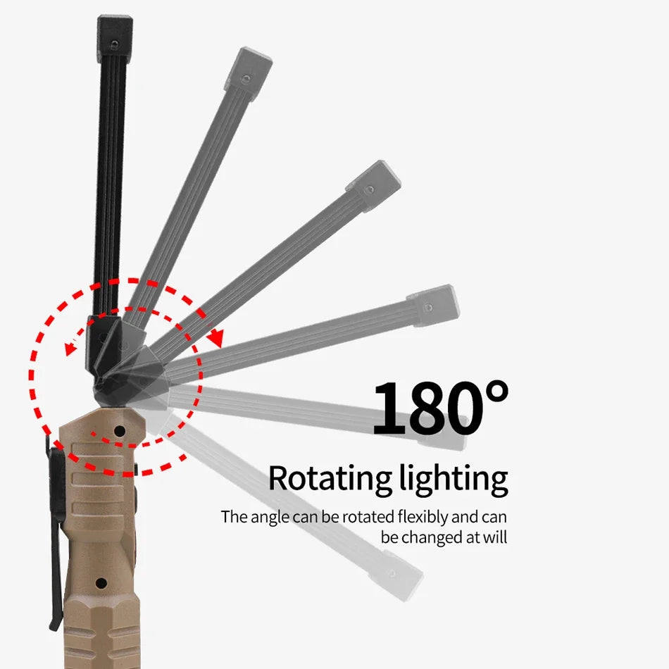 Rechargeable LED Work Light & Camping Flashlight with Red Light Modes – Waterproof Power Bank Utility Lamp