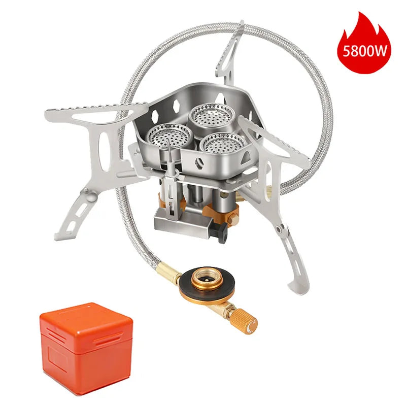 Outdoor Windproof Gas Stove Portable Tourist Camping Picnic Survive Burner 3500/5800W Big Power Foldable Hiking Barbecue Stove