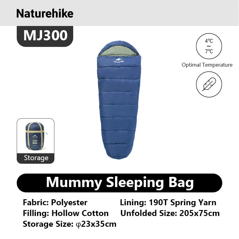 Naturehike Mummy Sleeping Bags MJ300/MJ600 Cotton Camping Adults Sleeping Bag Ultra Winter Warm Mummy Sleeping Bag Indoor - BSG
