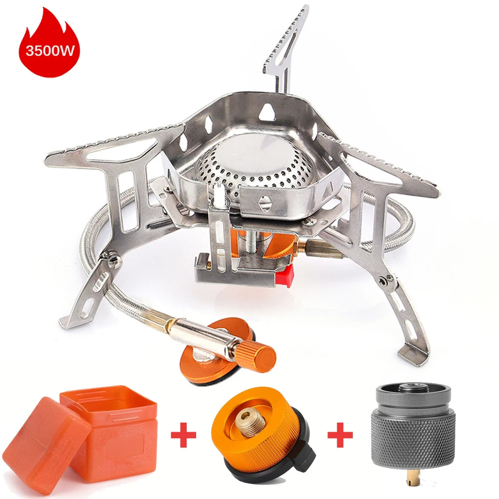 Outdoor Windproof Gas Stove Portable Tourist Camping Picnic Survive Burner 3500/5800W Big Power Foldable Hiking Barbecue Stove
