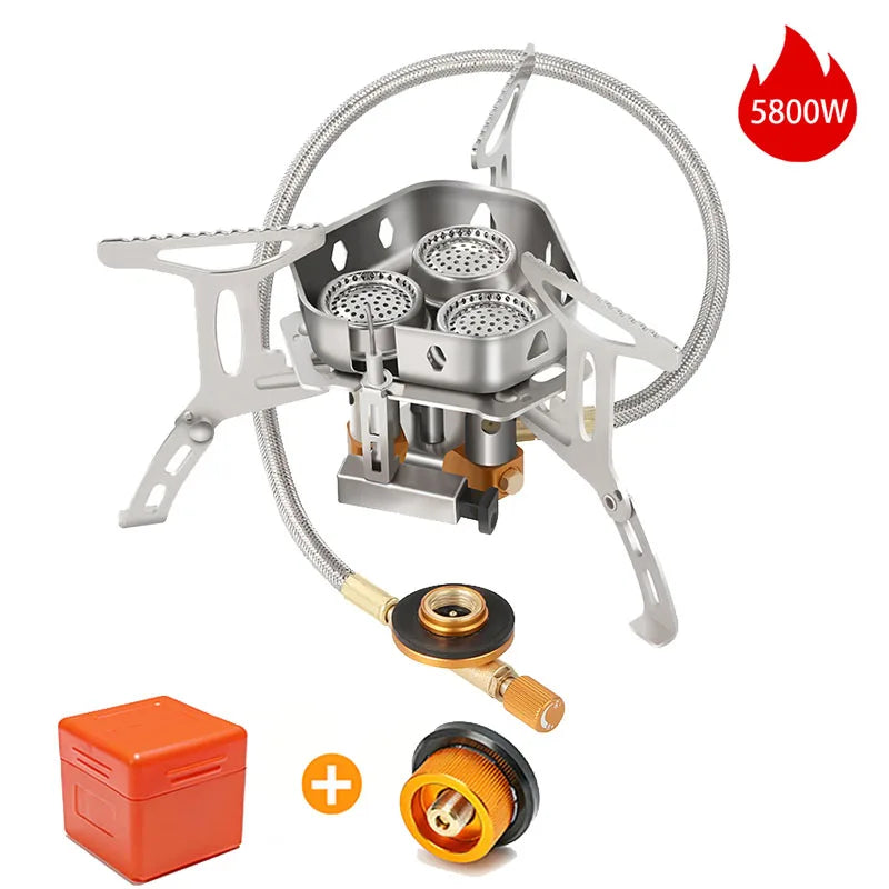 Outdoor Windproof Gas Stove Portable Tourist Camping Picnic Survive Burner 3500/5800W Big Power Foldable Hiking Barbecue Stove