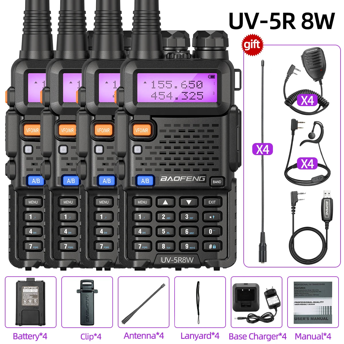 Baofeng UV-5R 8W Dual-Band Long-Range Walkie Talkie