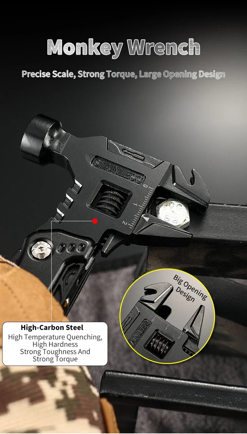 New Multifunctional Wrench Hammer Knife Pliers Outdoor Camping Survival Tool Labor Saving Tool Stainless Steel Multi - tool Knife - BSG