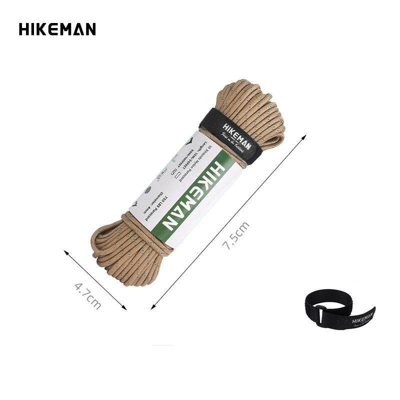 10-Core 750 LBS Paracord 15 M Dia.4mm Reflective Nylon Paracord DIY Rope Outdoor Camping Tent Accessories