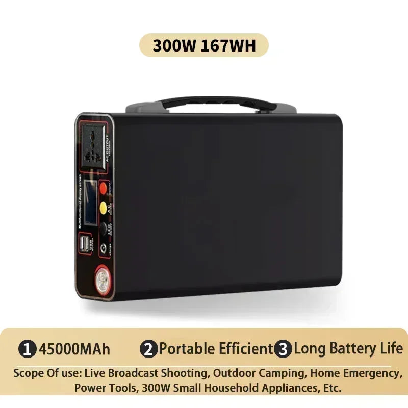 NEW 300W Portable Power Station 220V Solar Generator Outdoor Camping Emergency Mobile Power Bank 90000mAh LiFePO4 Backup Battery