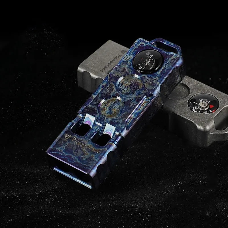 Titanium Alloy Compass Survival Whistle -High Decibel Dual Frequency Emergency Whistle for Outdoor Camping, Hiking &Rescue Tools