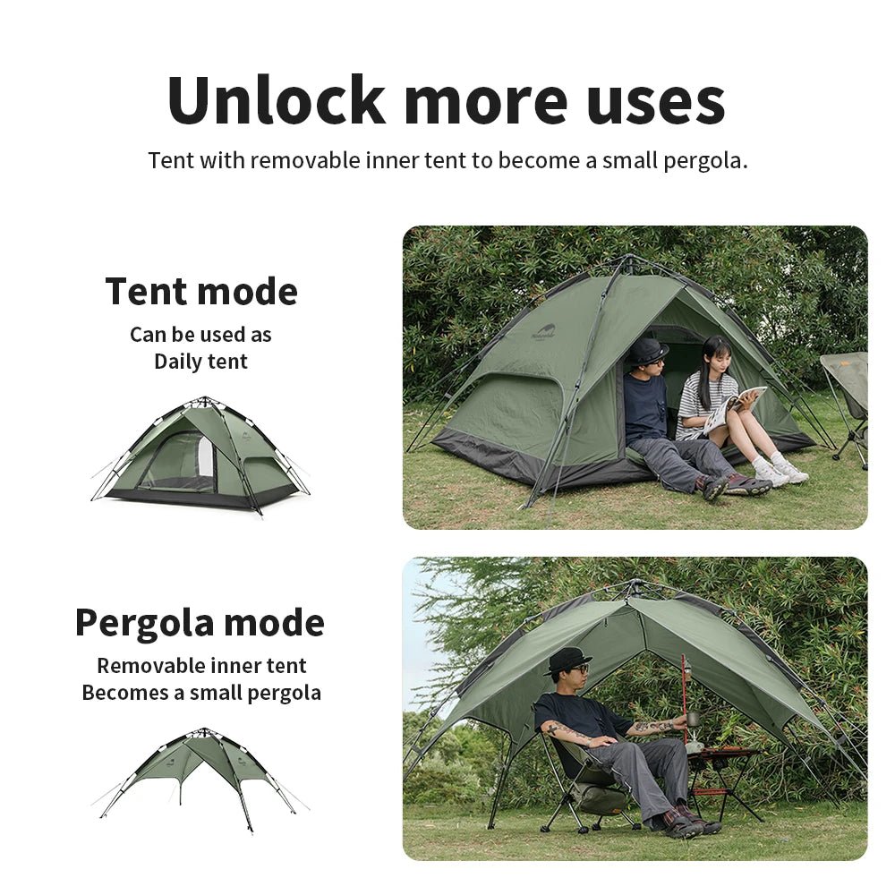 Naturehike Camping Automatic Tent One Touch Waterproof Roof Top Tents Double Door 3 Person Tent Outdoor Beach Fish Shelter Tent - BSG