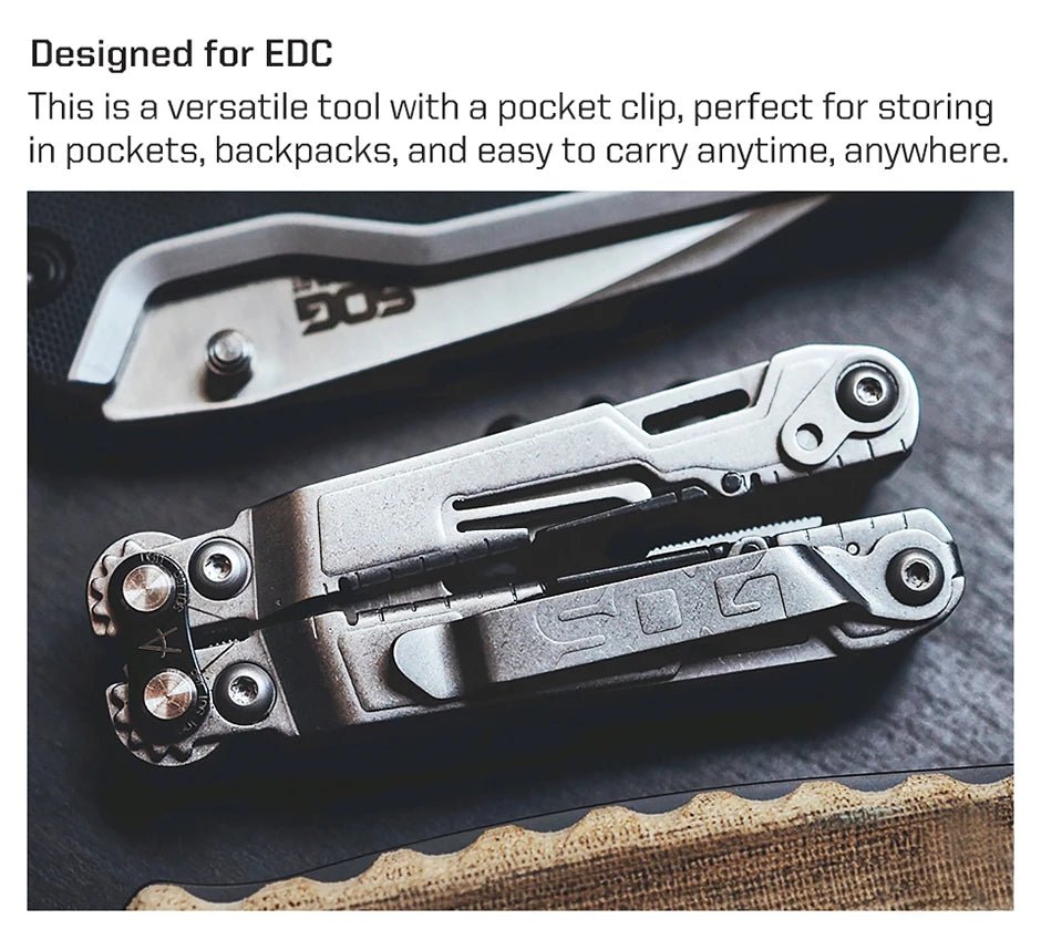 SOG 19 in 1 PowerLitre Folding Pliers Knife EDC Mini Multi - Tools Pocket Scissor Portable Outdoor Survival Multitools PL1001 - CP - BSG