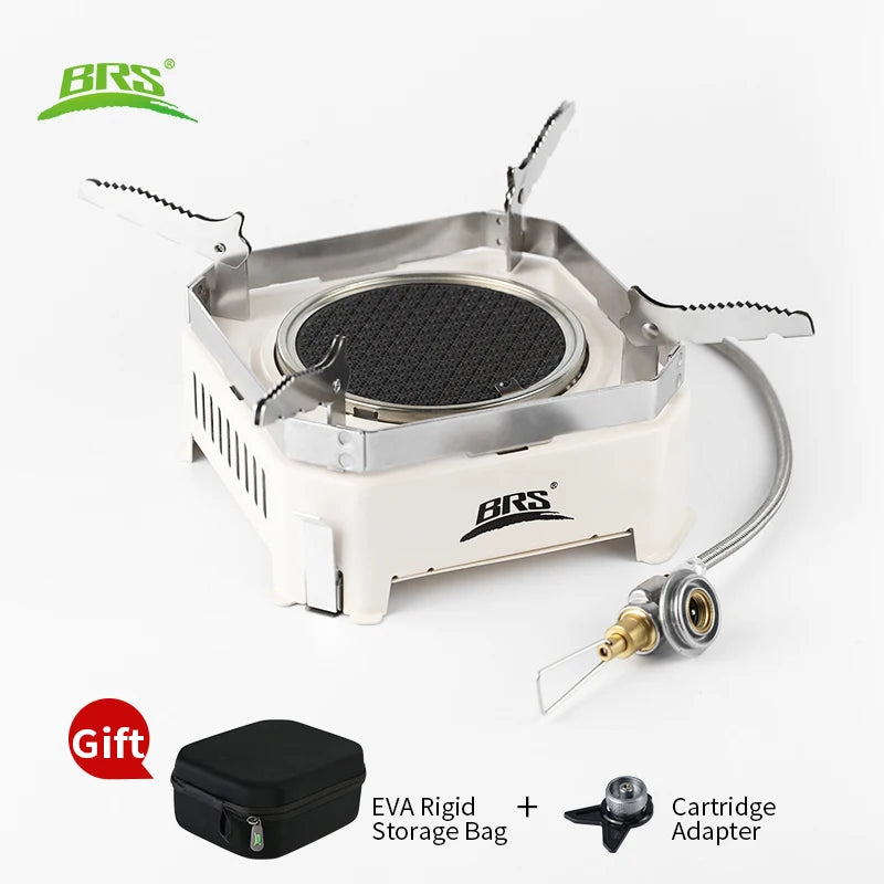 BRS-K007 - Estufa de cartucho de presión estable, portátil para exteriores, con quemador de gas infrarrojo para camping