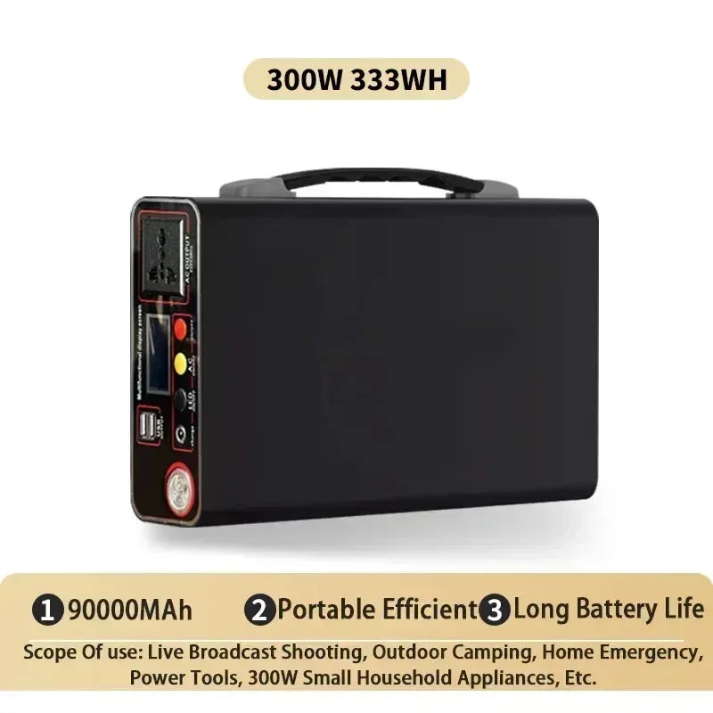 NEW 300W Portable Power Station 220V Solar Generator Outdoor Camping Emergency Mobile Power Bank 90000mAh LiFePO4 Backup Battery