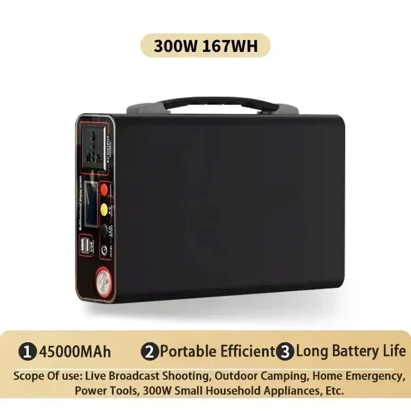 NEW 300W Portable Power Station 220V Solar Generator Outdoor Camping Emergency Mobile Power Bank 90000mAh LiFePO4 Backup Battery