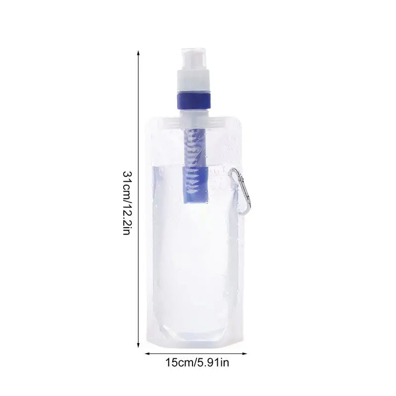 Foldable Water Bottle With Filter Water Purifier Bottle 1000ml Water Bottle Filter Container Reusable Outdoor Filtered Water Bag
