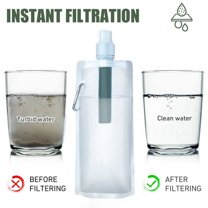 Outdoor Water Filter Straw Bottle for Survival or Emergency Supplies Camping Purification Water Purifier Bag Camping Hiking - BSG