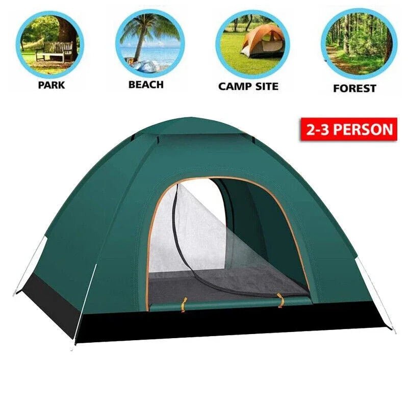 Automatic Pop Up Outdoor Camping Hiking Waterproof Sun Proof Tent Portable Backpacking Folding Tents Travelling Tools 2 - 3 Person - BSG