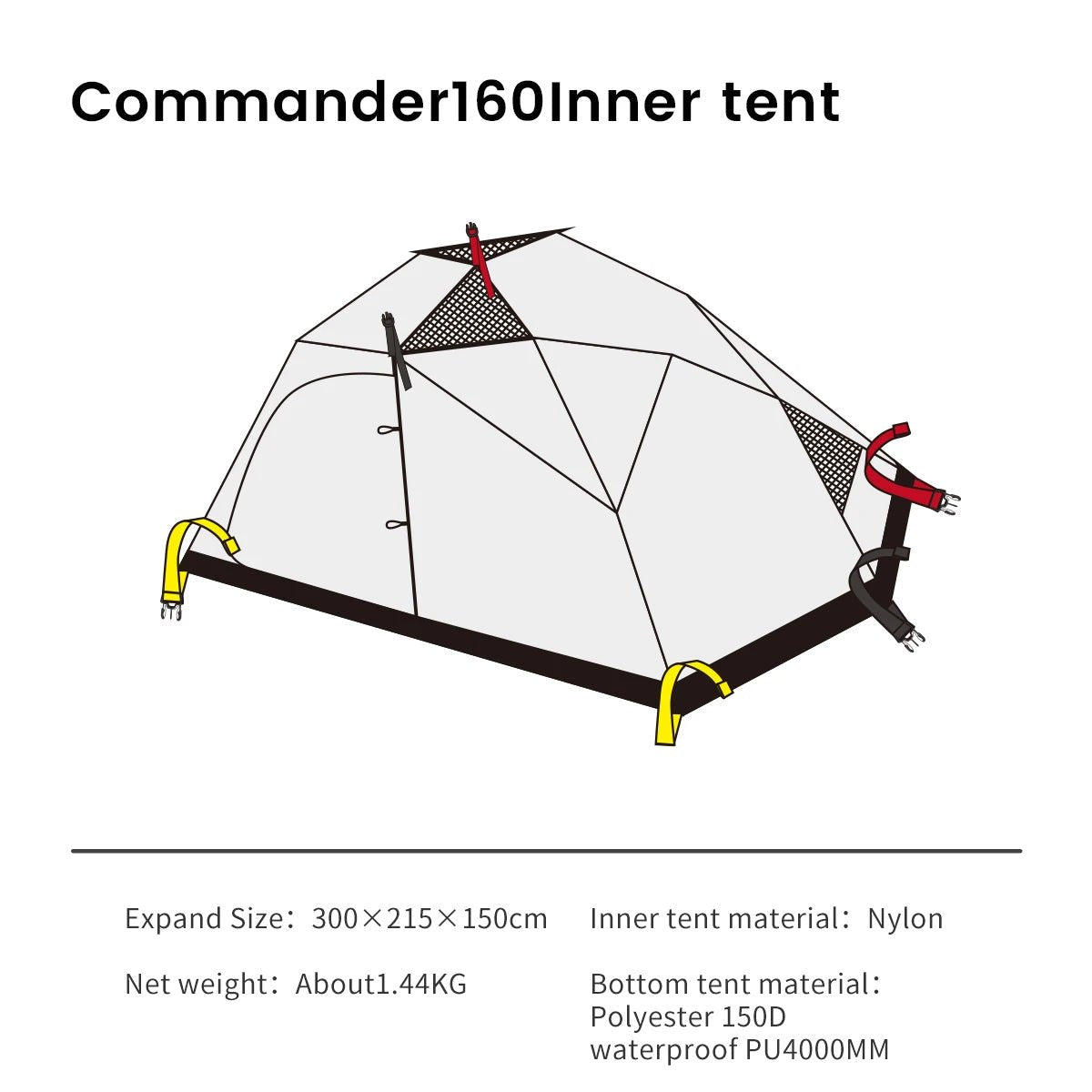 MOBI GARDEN Camping Tent Commander Dome Tent Shelter Waterproof Windproof Ultra - light 70D Nylon 160/185/245CM - BSG