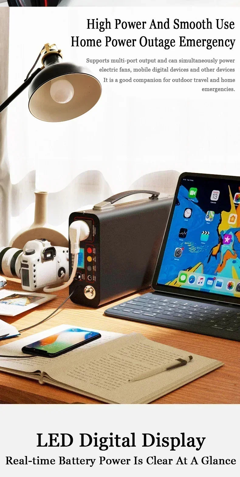 NEW 300W Portable Power Station 220V Solar Generator Outdoor Camping Emergency Mobile Power Bank 90000mAh LiFePO4 Backup Battery