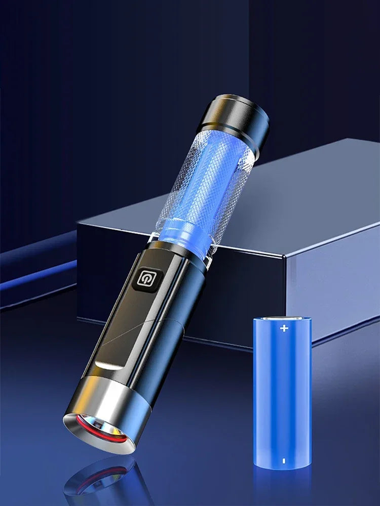 LED Flashlight USB Rechargeable Magnetic Work Light Camping Emergency Torch WaterproofAuto Repair Outdoor Tactical Super Bright