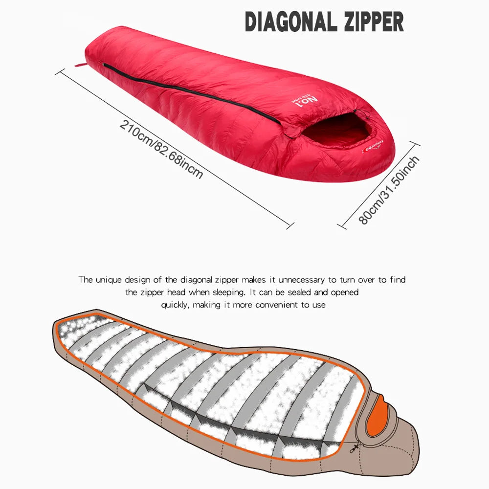 Winter Sleeping Bags For Adults Cold Weather 0~-22 Degree Down Sleeping Bag for Outdoor Champing Hiking Mummy Bag