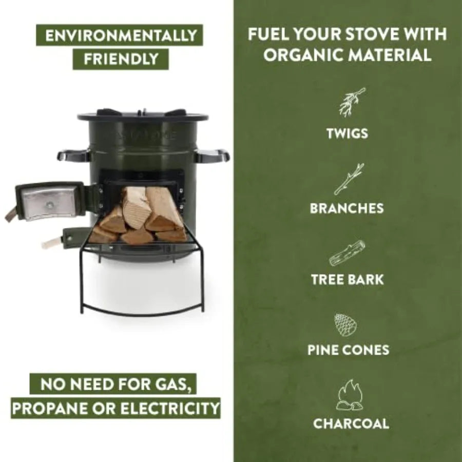 Premium Wood Burning Rocket Stove for Backpacking Hiking RV and Survival Outdoor Camping Insulated Barrel Stove Kit with