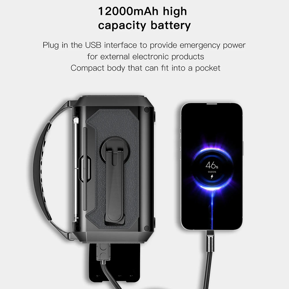 Radio meteorológica de emergencia NOAA de 12000 mAh: energía solar/manivela, linterna, lámpara de lectura y banco de energía