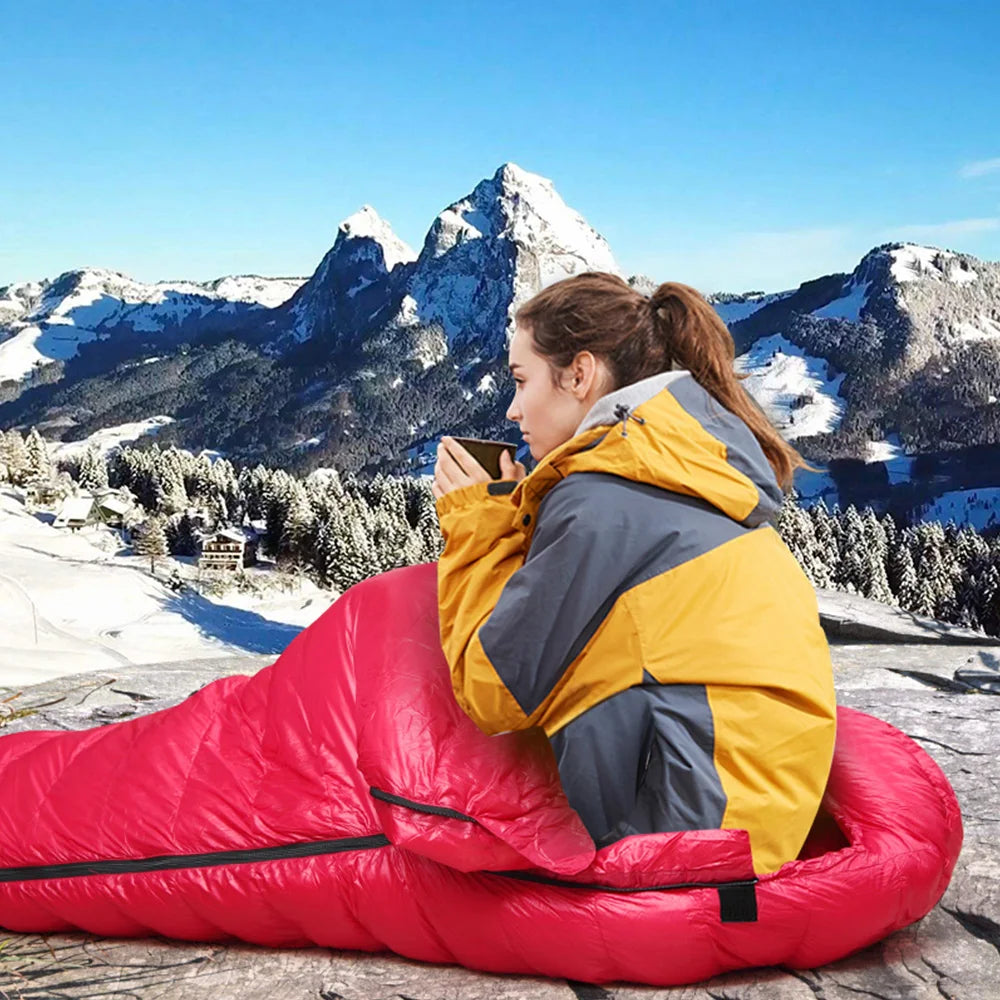Winter Sleeping Bags For Adults Cold Weather 0~-22 Degree Down Sleeping Bag for Outdoor Champing Hiking Mummy Bag