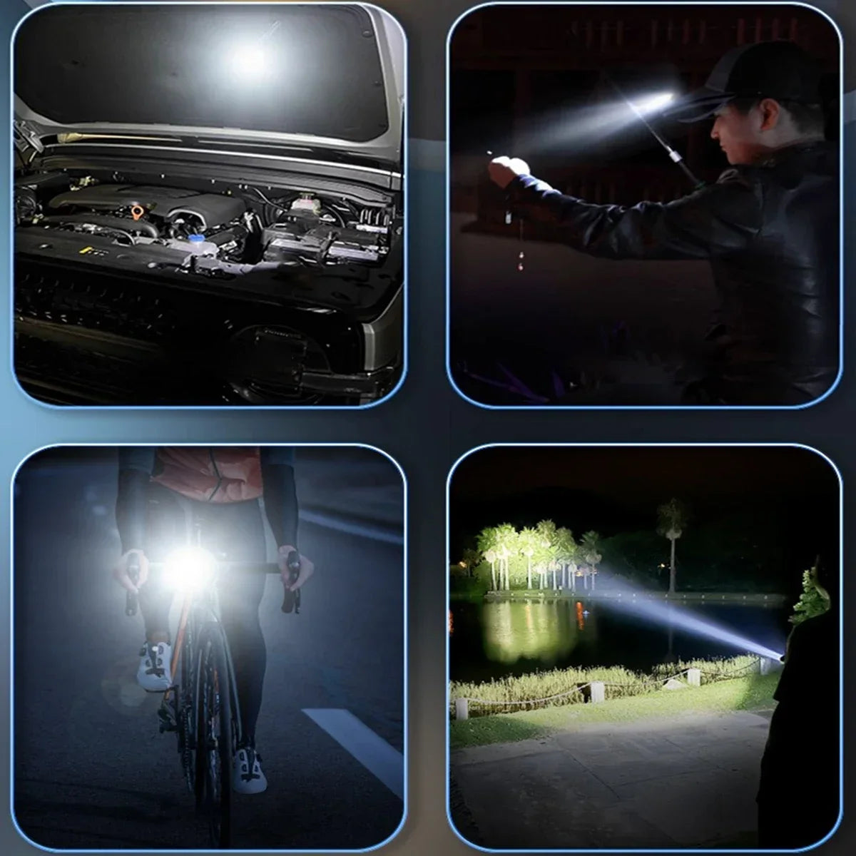 LED Flashlight USB Rechargeable Magnetic Work Light Camping Emergency Torch WaterproofAuto Repair Outdoor Tactical Super Bright