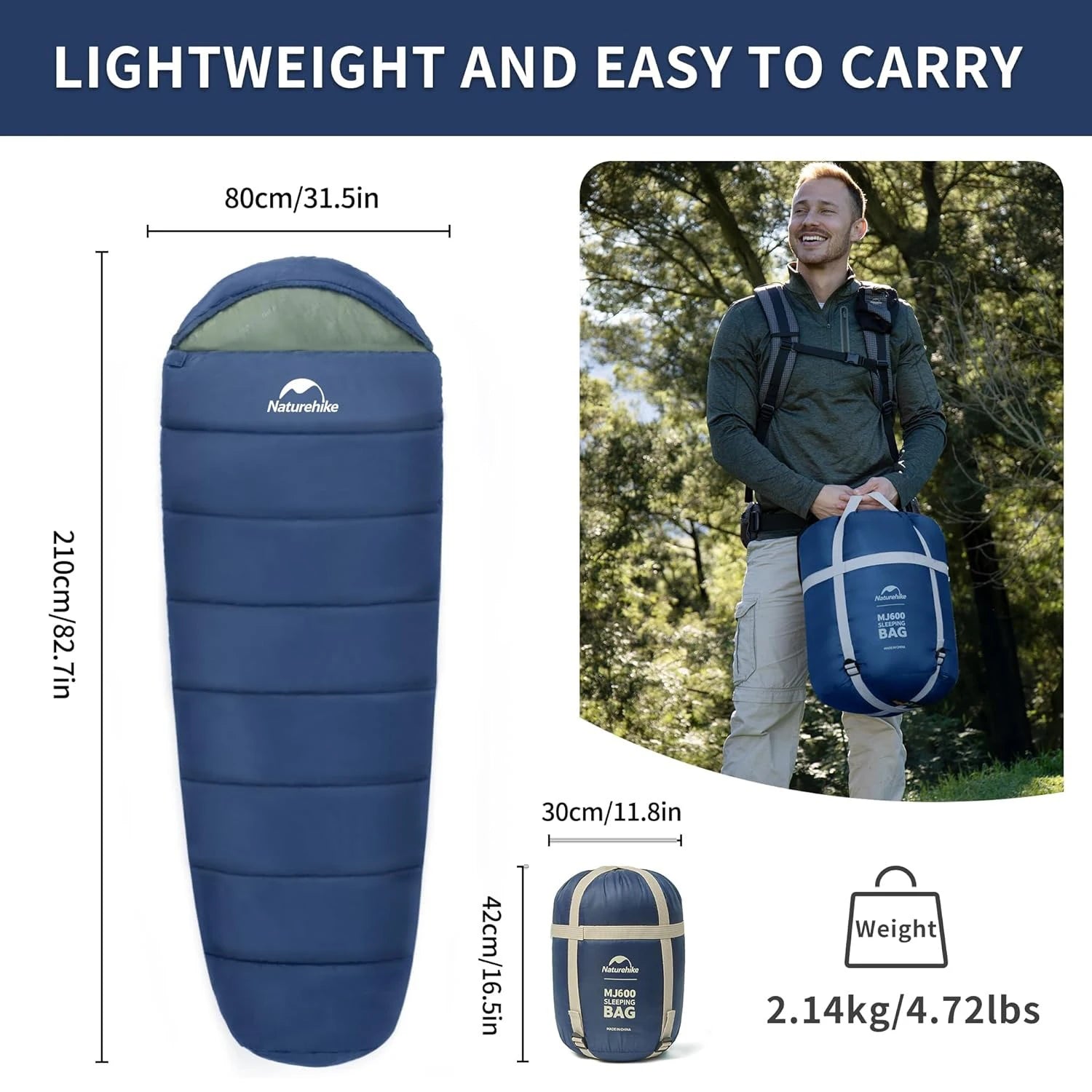 Naturehike Mummy Sleeping Bags MJ300/MJ600 Cotton Camping Adults Sleeping Bag Ultra Winter Warm Mummy Sleeping Bag Indoor - BSG