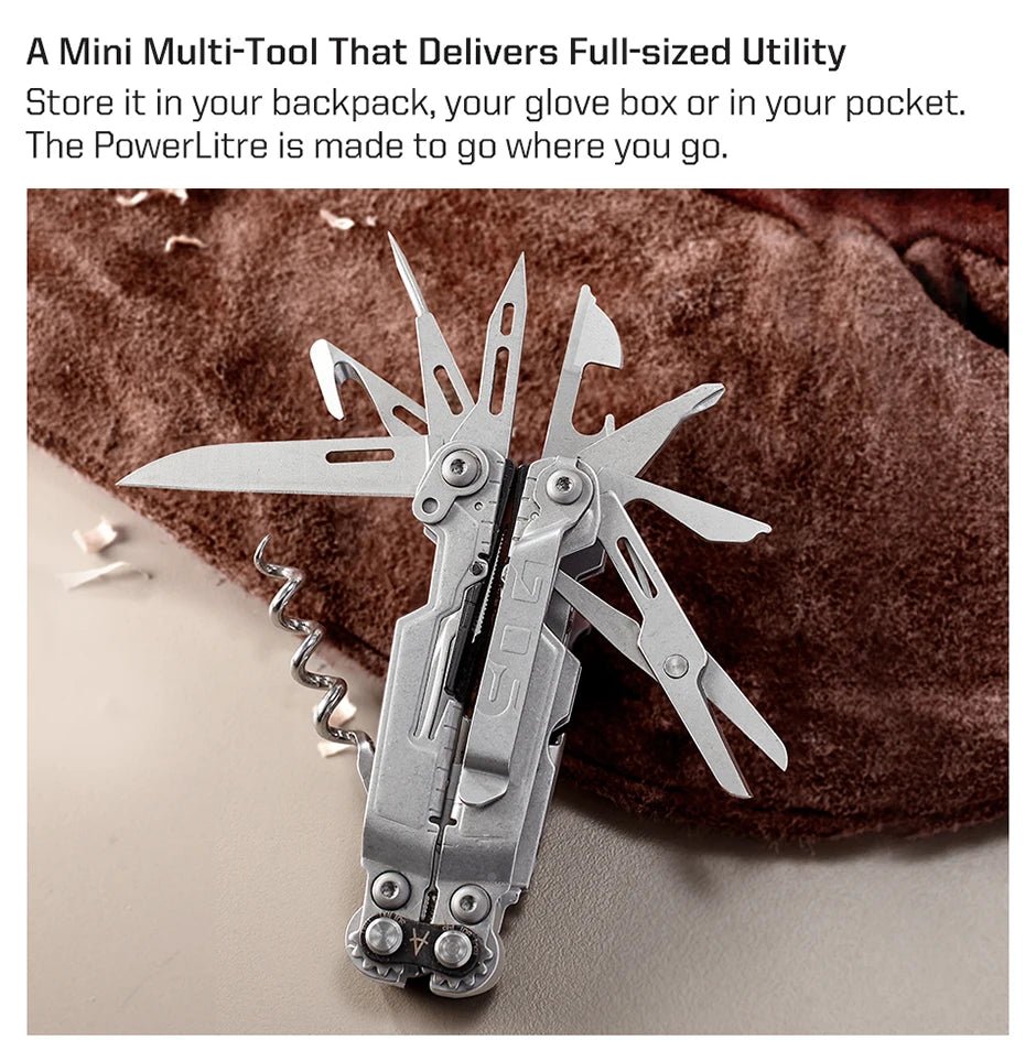SOG 19 in 1 PowerLitre Folding Pliers Knife EDC Mini Multi - Tools Pocket Scissor Portable Outdoor Survival Multitools PL1001 - CP - BSG