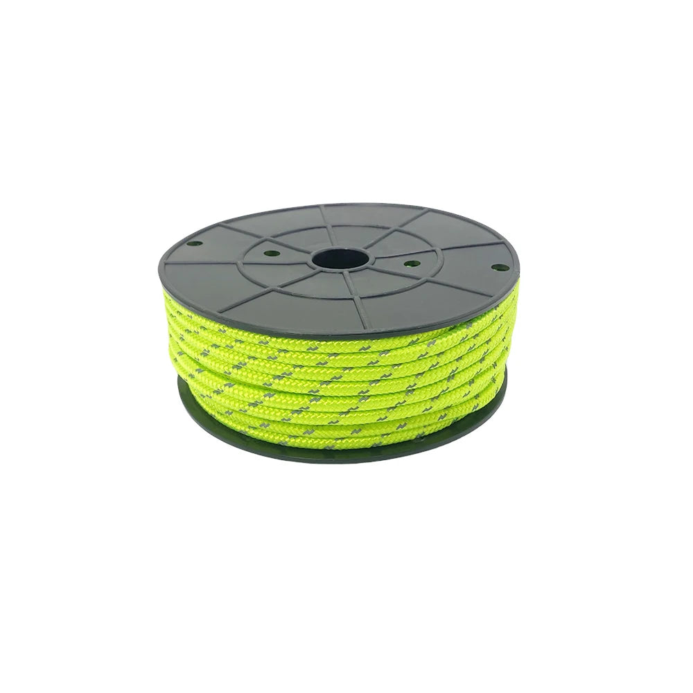 Paracord reflectante de 30 m, 6 mm, para exteriores, para supervivencia, camping, resistente, para tienda de campaña, tendedero