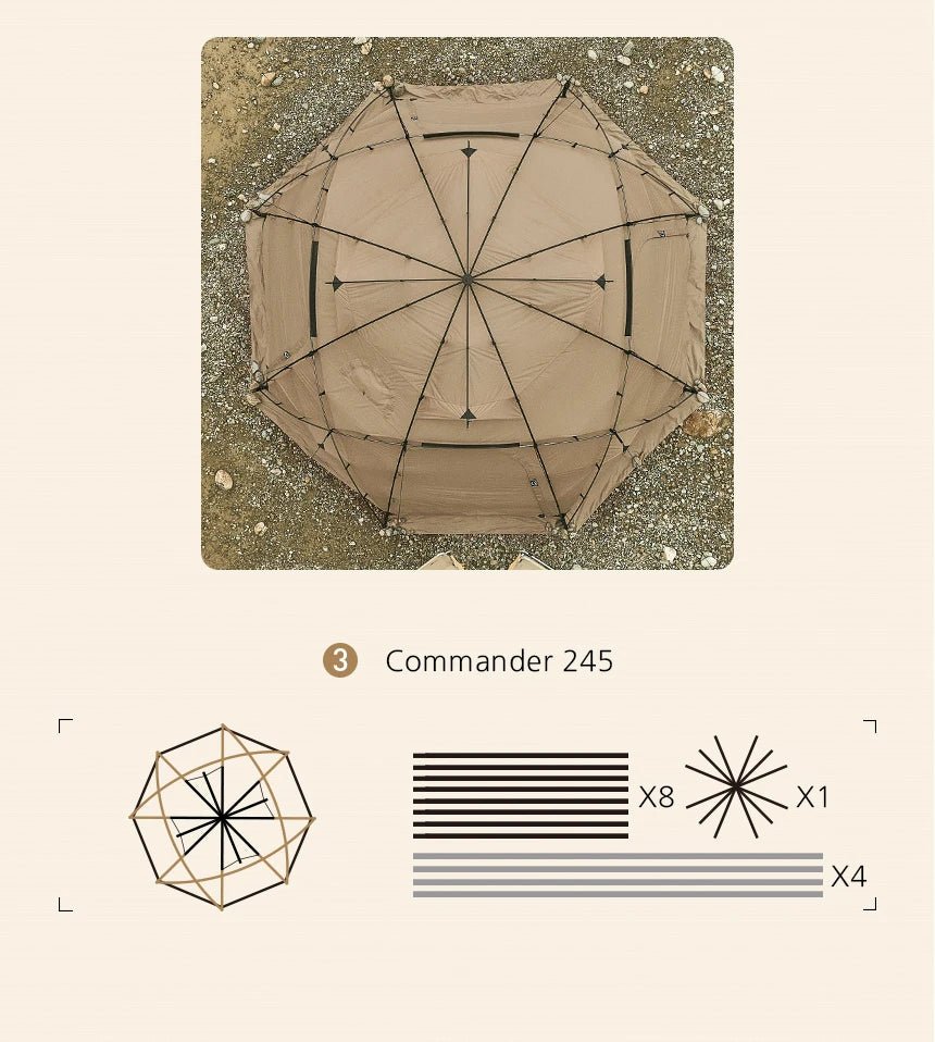 MOBI GARDEN Camping Tent Commander Dome Tent Shelter Waterproof Windproof Ultra - light 70D Nylon 160/185/245CM - BSG