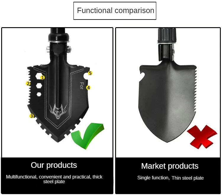 Folding Multi-Function Survival Engineering Shovel