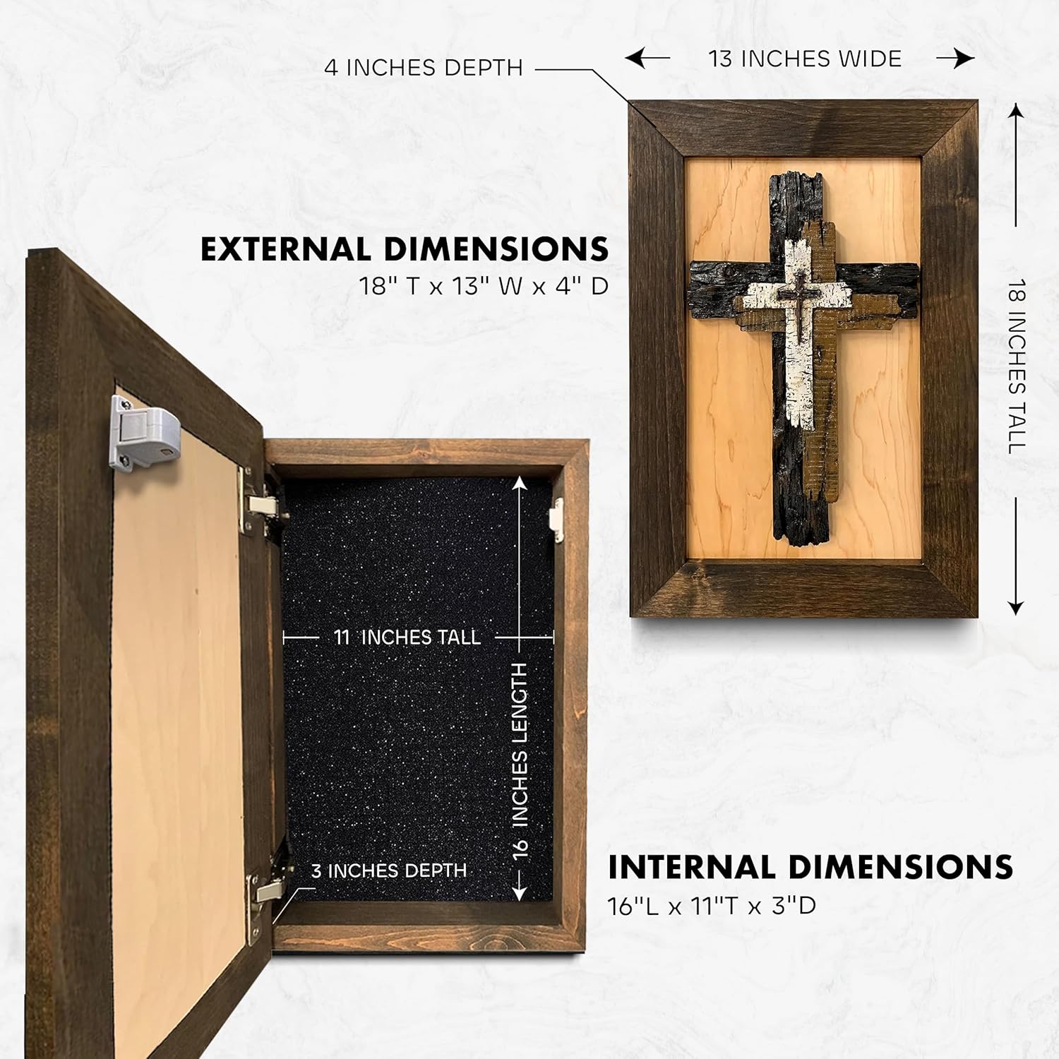 Three Layered Cross Decorative Wall-Mounted Secure Gun Cabinet