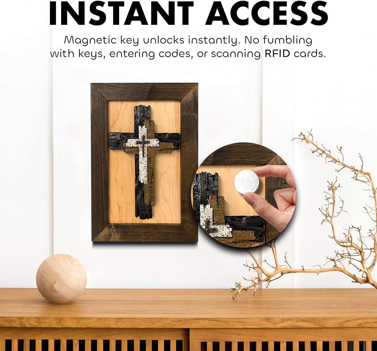 Three Layered Cross Decorative Wall-Mounted Secure Gun Cabinet
