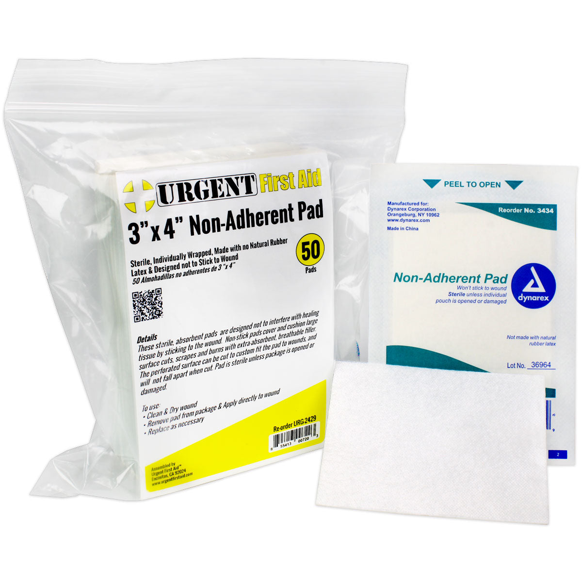 Almohadilla antiadherente de 3" x 4", 50 por bolsa