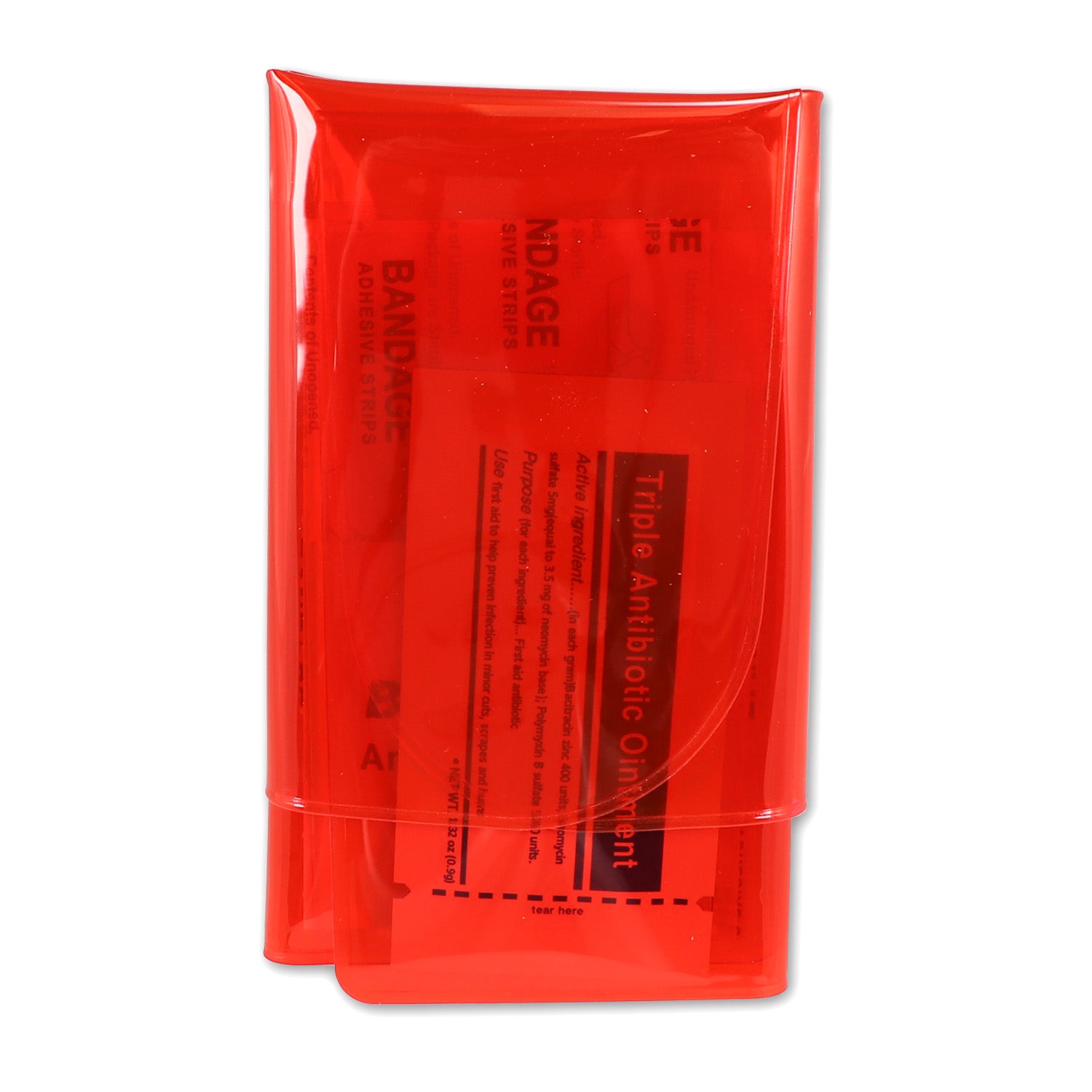 Mini Folding First Aid Pack, Red, Urgent First Aid, 18 Pieces