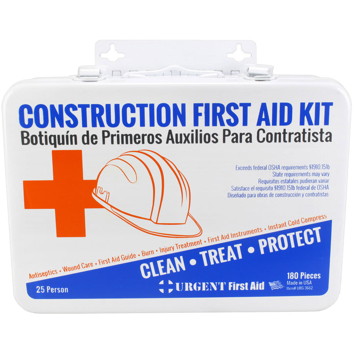 Bilingual OSHA Contractors First Aid Kit for Job Sites up to 25 People, 180 pieces