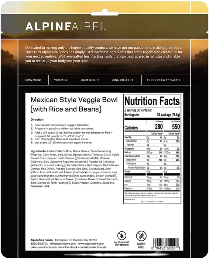 Mexican Style Veggie Bowl – Cook - in - Pouch (12 Pack) - BSG