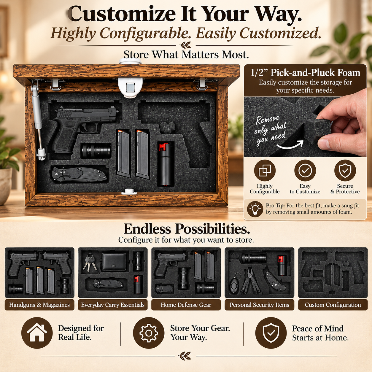 Bible Verse Decorative & Secure Wall-Mounted Gun Cabinet - Be Still and Know That I am God Psalm 46:10 Gun Safe