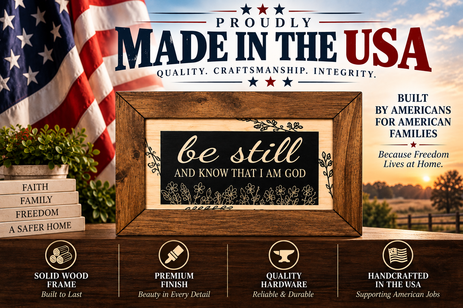 Bible Verse Decorative & Secure Wall-Mounted Gun Cabinet - Be Still and Know That I am God Psalm 46:10 Gun Safe