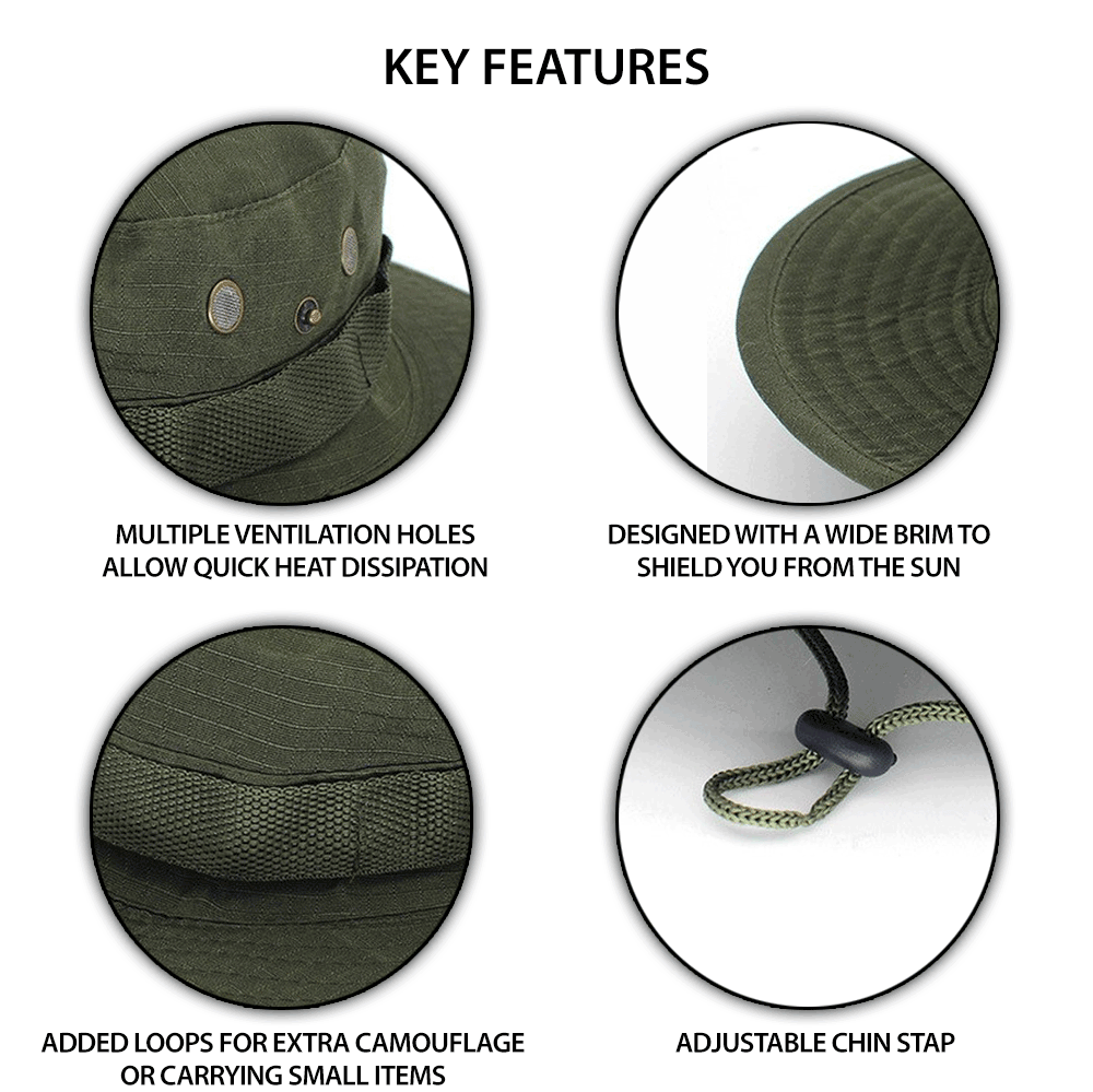 Military Wide - Brim Boonie Bucket Hat – Ripstop, Vented (XG - BH1) - BSG
