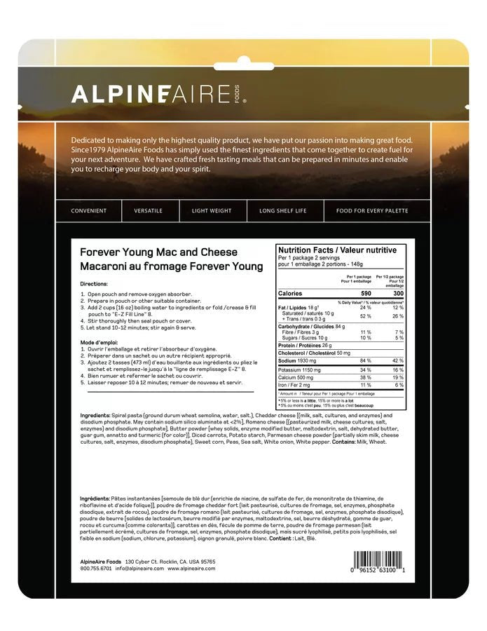 Forever Young Mac & Cheese – Cook - in - Pouch (12 Pack) - BSG